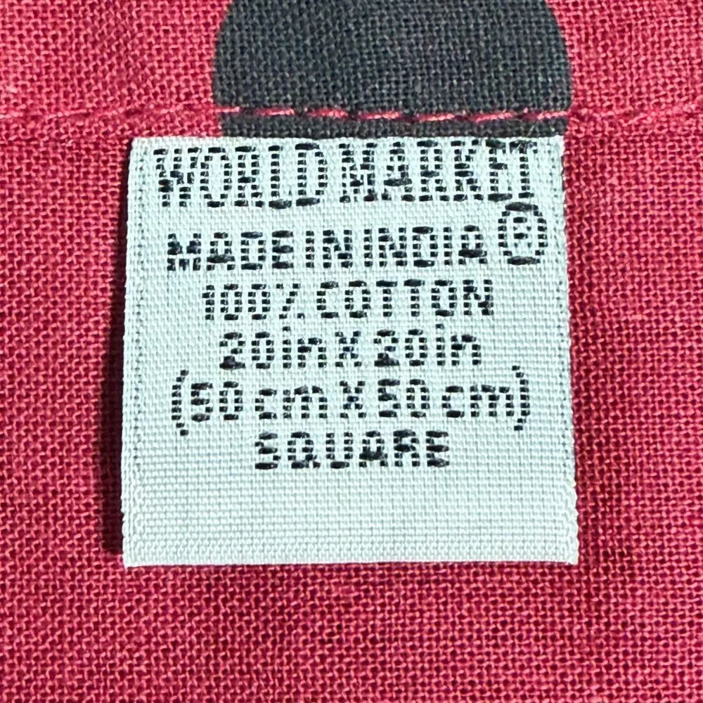 World Market 12 Cloth Napkins Wine Burgundy Black Polka Dot 20x20 Cotton Lot
